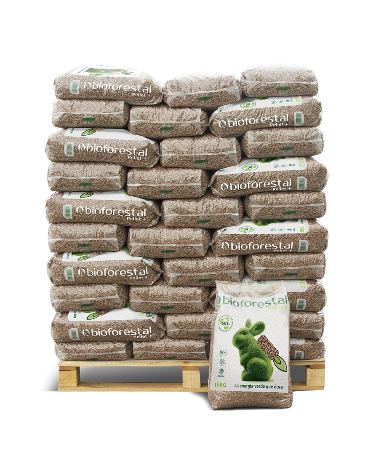 Pellets de madera - Palet de 70 sacos Pellets de madera - Palet de 70 sacos de 15 kg - Imagen 1